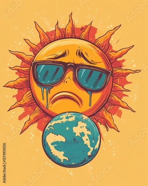 Fototapeta The image could be named Sun and Earth with Sunlight to capture the essence of the sentences provided