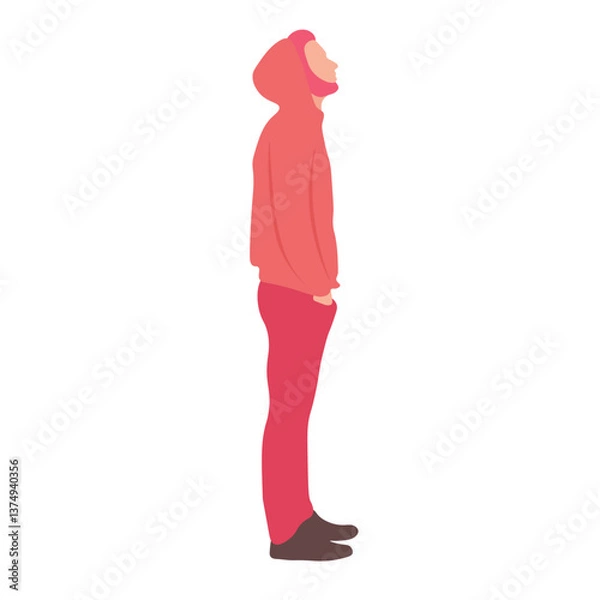 Obraz Person in a hooded sweatshirt and pants