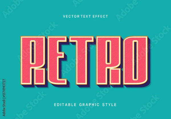 Fototapeta Pink And Yellow Retro Font Bold Vintage Text Effect