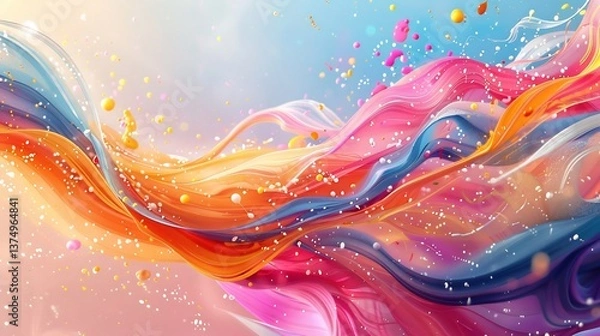 Obraz Whimsical Artistry Realm playful swirling ribbons of color delicate floating particles unexpected visual puns create charming lighthearted environment where creativity dances freely every brushstroke