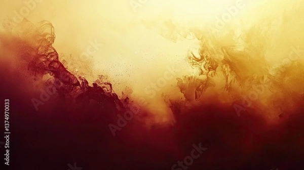 Fototapeta Abstract swirling ink, amber and maroon, fluid motion, blurred background, design element
