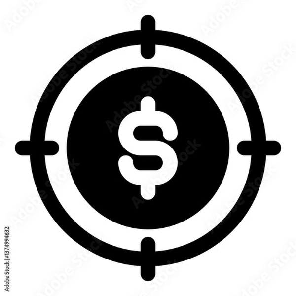 Obraz Target with dollar icon for financial goals and success
