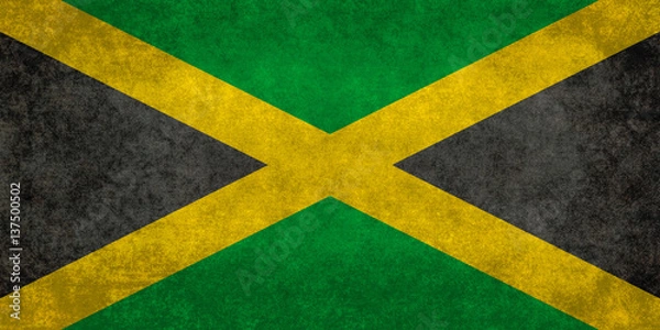 Fototapeta Jamaican Flag with vintage distressed textures