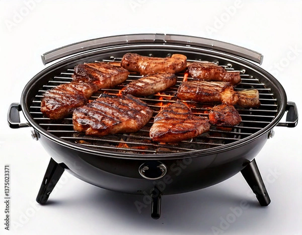 Fototapeta Barbecue close-up on a white background