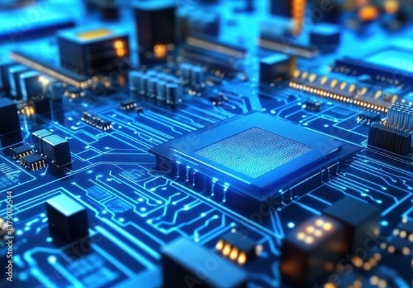 Fototapeta Close-up of a High-Tech Microprocessor