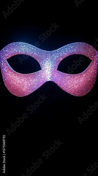 Obraz Pink Glitter Mask with Dark Background.