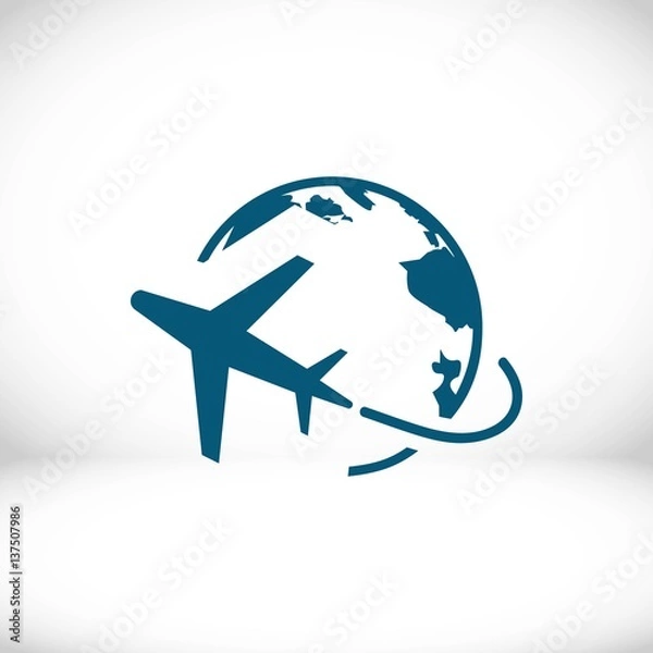 Obraz Plane Globe Icon stock vector illustration flat design