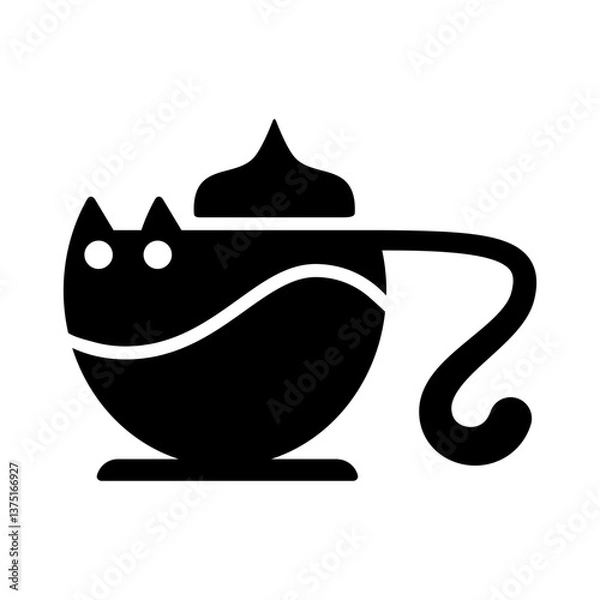 Obraz Cute Cat Coffee Cup Logo 