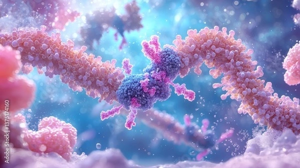 Fototapeta Quantum computing accelerating cancer research by simulating complex protein interactions future of drug discovery Stock Photo with side copy space