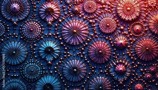 Fototapeta Geometric lace motif, repetitive design elements , wallpaper, circles, lines