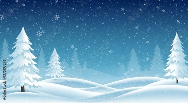 Obraz Winter Wonderland Digital Art Blue Hues Snowy Landscape AI Generated