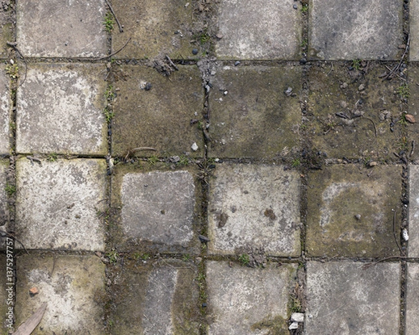 Fototapeta Background of destroyed concrete path, gray concrete, concrete texture, close-up. Natural photo. Old concrete slab