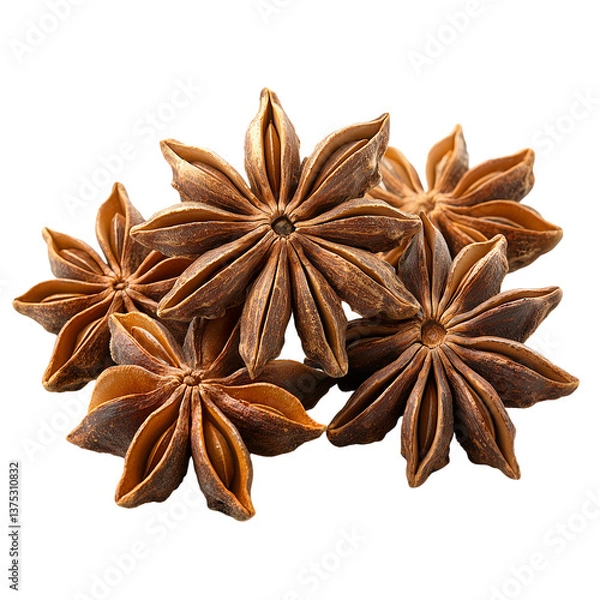 Obraz Star Anise Pods, Aromatic Spice for Cooking and Flavoring, Perfect for Culinary Use, Isolated on Transparent Background