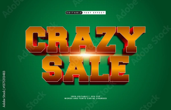 Fototapeta crazy sale editable text effect with a sale and offer text effect