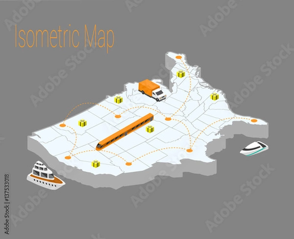 Fototapeta Map usa isometric concept.