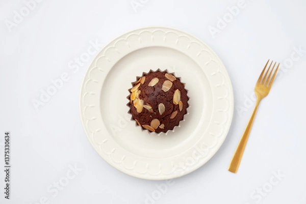 Fototapeta チョコレートカップケーキ 白背景