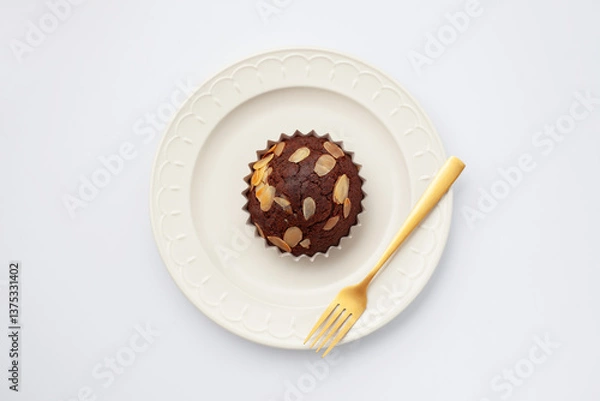 Fototapeta チョコレートカップケーキ 白背景