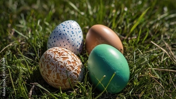Obraz easter eggs in grass