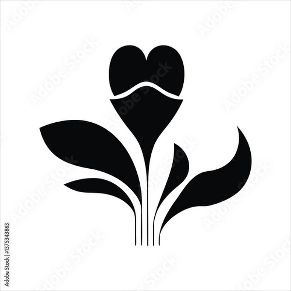 Obraz Silhouettes of a man and woman with flowers romantic Valentine vector illustration