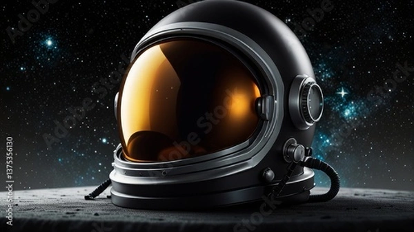 Fototapeta Illustration astronaut helmet black vector.