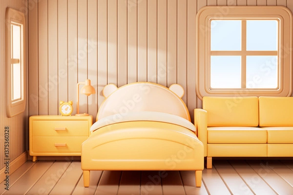 Obraz 3d rendering cartoon style bedroom