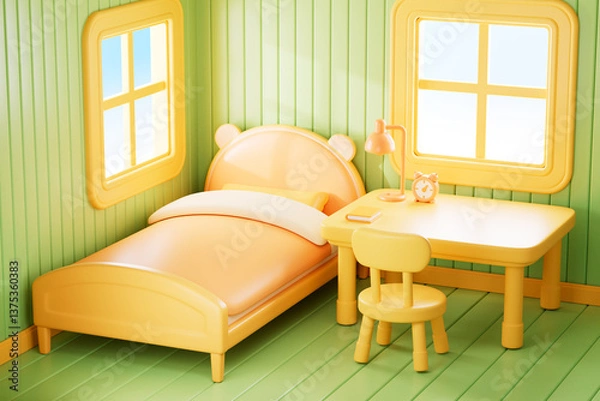 Obraz 3d rendering cartoon style bedroom