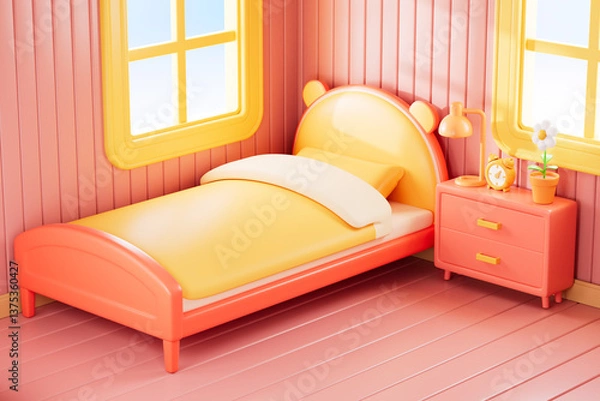 Obraz 3d rendering cartoon style bedroom