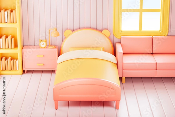Obraz 3d rendering cartoon style bedroom