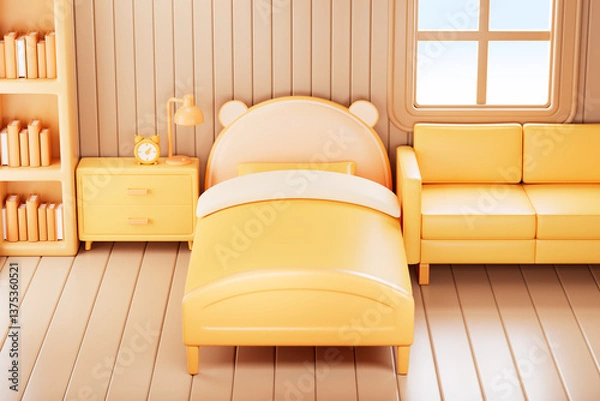 Obraz 3d rendering cartoon style bedroom