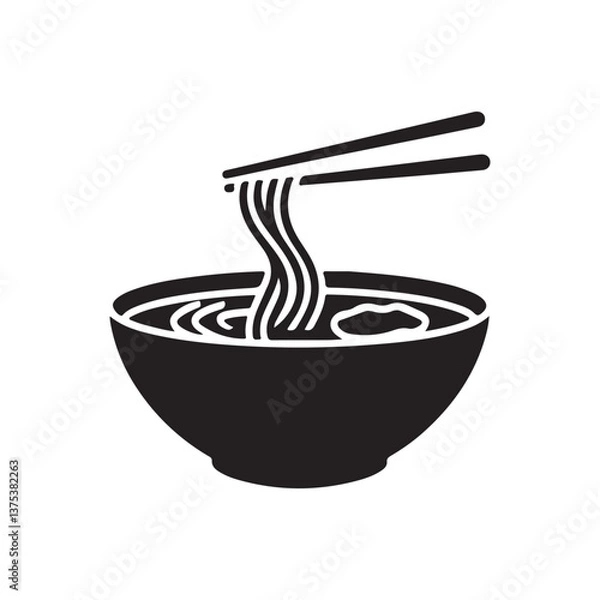 Fototapeta Noodle bowl,Bowl of Noodles,Sup Noodles icon. glyph style. silhouette. Suitable for food icon. simple design editable