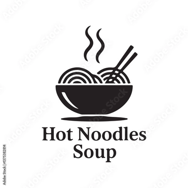 Fototapeta Noodle bowl,Bowl of Noodles,Sup Noodles icon. glyph style. silhouette. Suitable for food icon. simple design editable