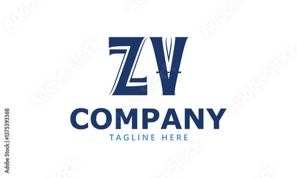 Obraz ZV Z zv initial logo | initial based abstract modern minimal creative logo, vector template image. luxury logotype logo, real estate homie logo. typography logo. initials logo