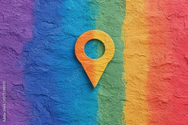 Fototapeta Colorful Texture Background with Location Pin Icon on Wall