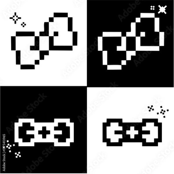 Obraz Ribbon icon in pixel. Vector illustration isolated in white background. Cute element for graphic design