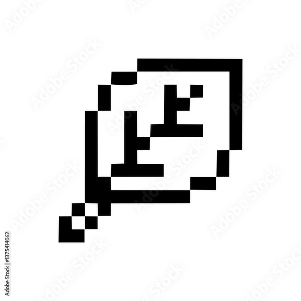 Obraz Leaf icon in pixel styl. Old syle vector. isolated in white background with 8-bit style