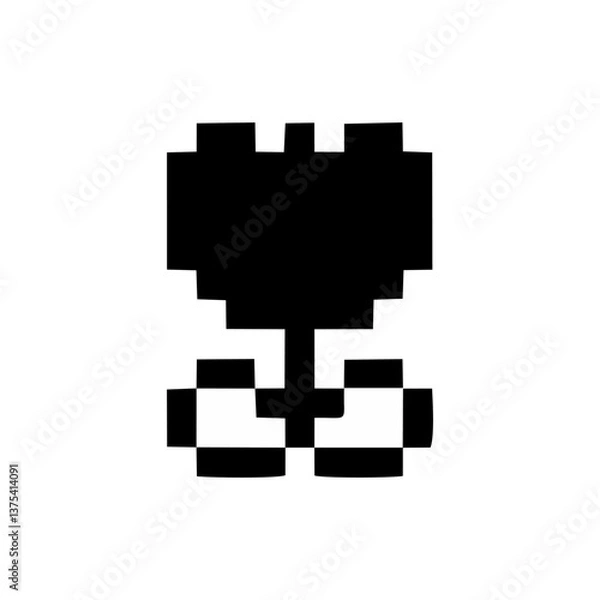 Obraz Flower pixel icon isolated on white background. Suitable for graphic design or decorative element.