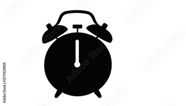 Obraz Minimalist Alarm Clock Silhouette Icon for Time and Wake-Up Concepts