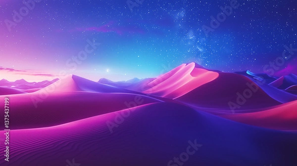 Fototapeta 星降る砂丘の幻想夜