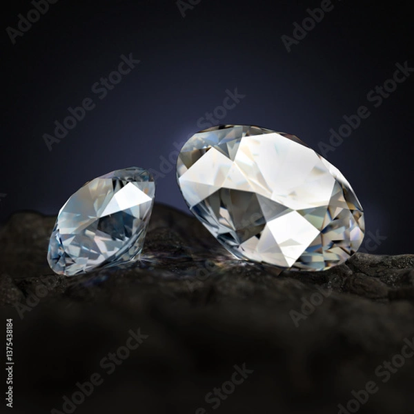 Fototapeta two diamonds on coal