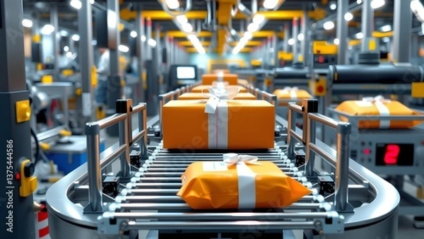 Fototapeta Automated parcel conveyance