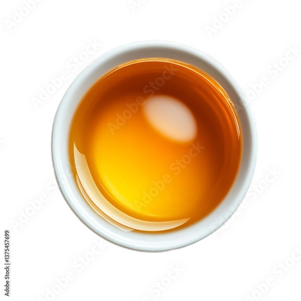 Obraz Tea in a cup top view, isolated, no background.