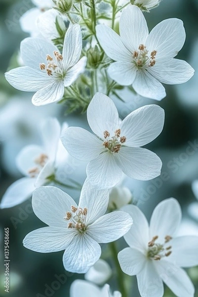 Fototapeta White Laceflower Close Up of Orlaya grandiflora Delicate Flowers with Lacey Effect in Natural Light