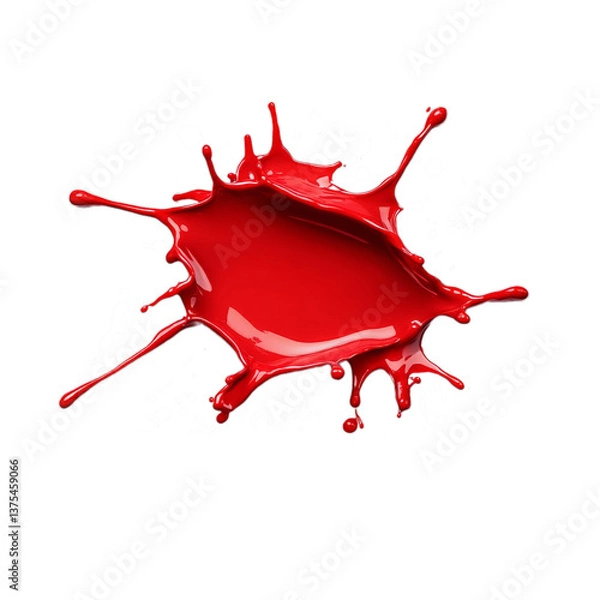 Obraz Drop of red paint, splash of paint, isolated, no background.
