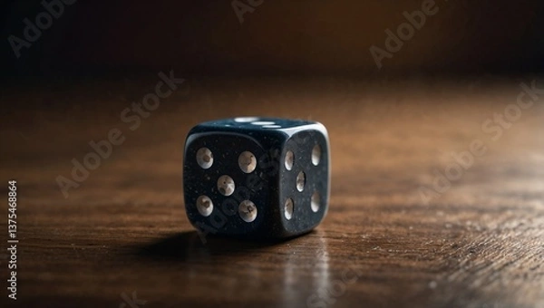 Fototapeta A single die showing same number on different sides, symbolizing luck, chance, or unpredictability. Minimal abstract gamble or cheating concept. Copy space.