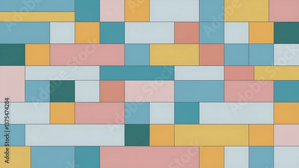 Obraz Geometric abstract pattern of pastel-colored rectangles