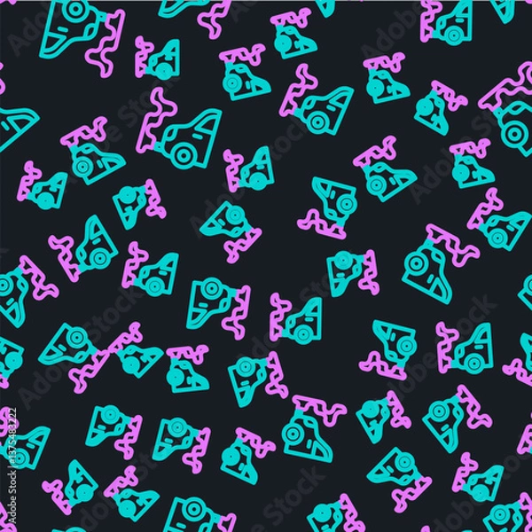 Fototapeta Line Car exhaust icon isolated seamless pattern on black background. Vector
