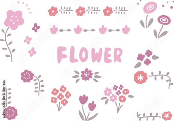 Obraz かわいいお花の手書き風イラスト