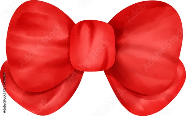 Fototapeta Red ribbon bow isolated as a PNG file.