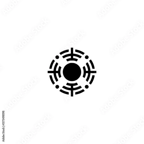 Fototapeta Minimalist Circular Abstract Icon on White, Technology, Data Concept