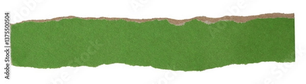 Fototapeta Isolated torn orange stripe of green paper on white background, copy space